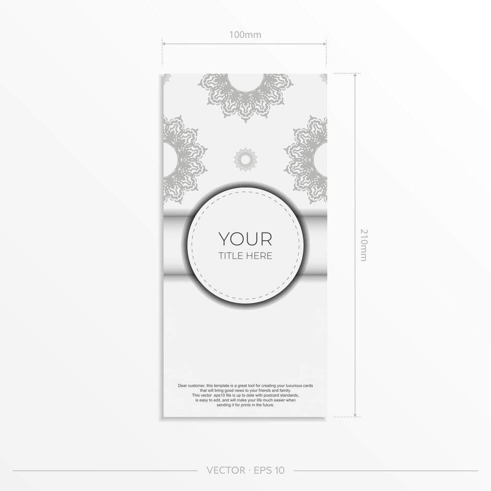 postcards in white with black patterns. Invitation card design with mandala ornament. vector