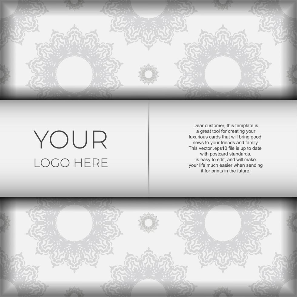 Preparing postcards in white with black patterns. Template for print design invitation card with mandala ornament. vector