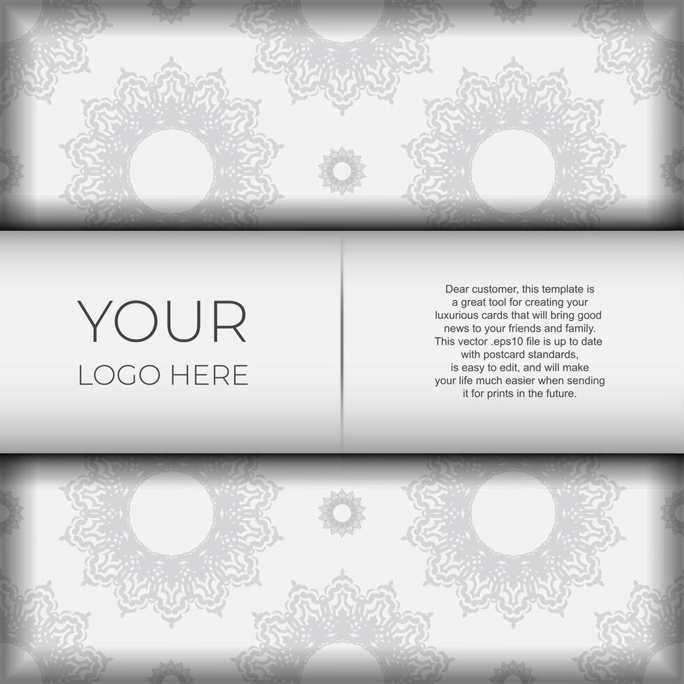 Preparing postcards in white with black patterns. Template for print design invitation card with mandala ornament. vector