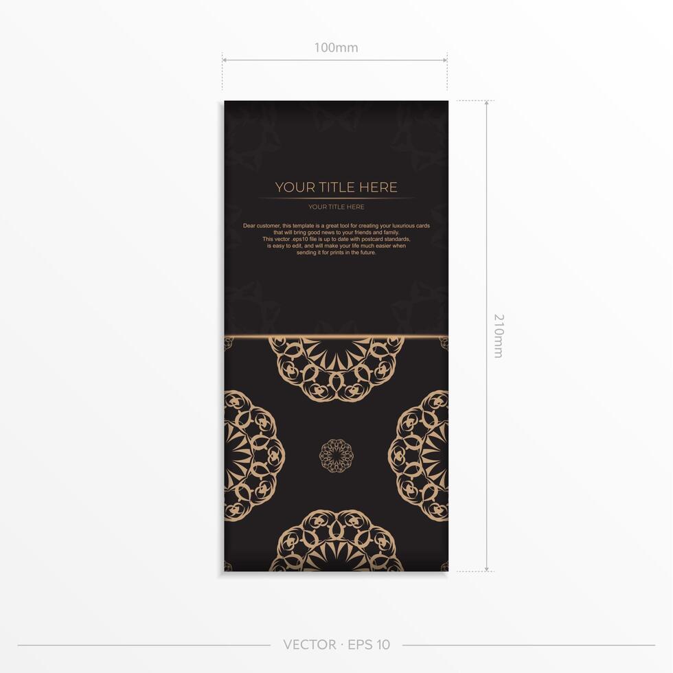 Black and gold card with ornate pattern vector