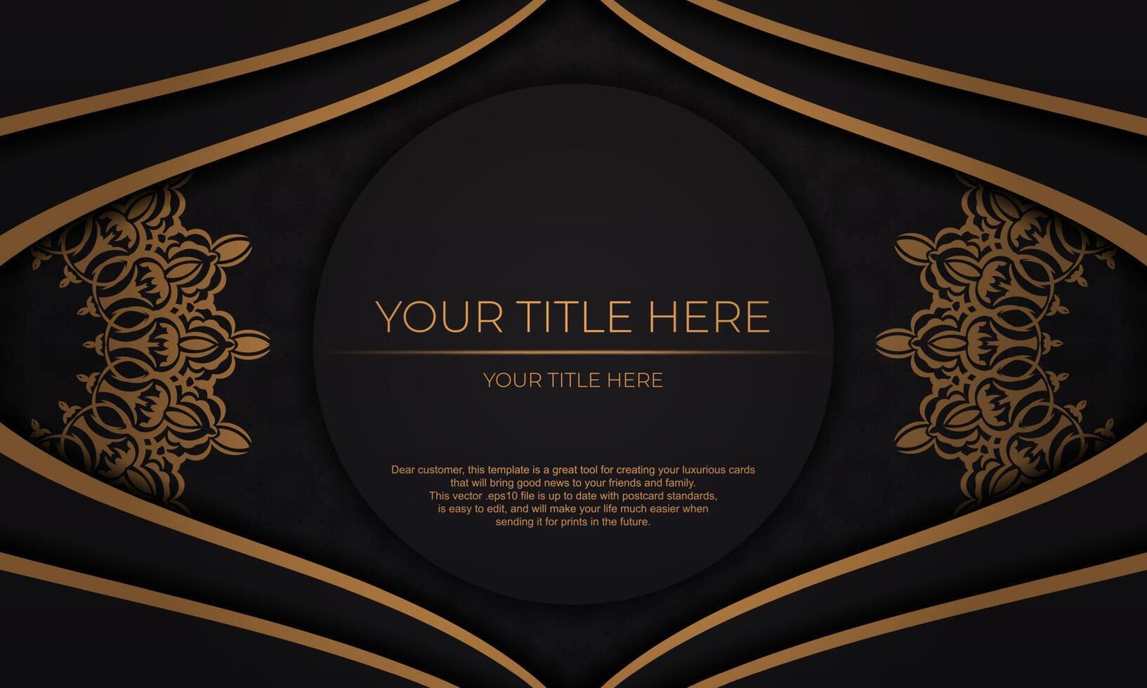 Luxury vector banner with vintage ornaments and place for your text. Template for design printable invitation card with mandala patterns.