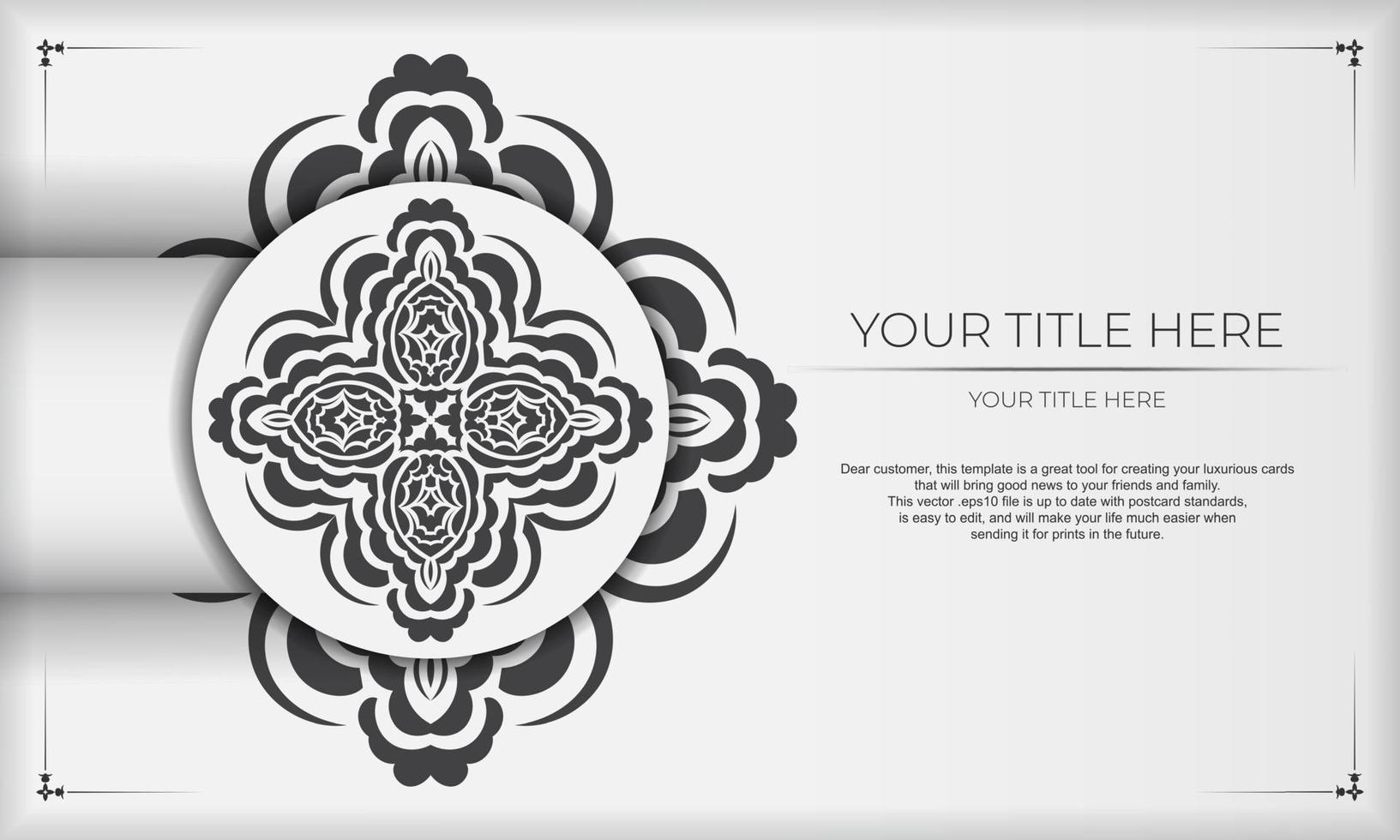 White background gorgeous vector mandala patterns with vintage ornaments and place for your design. Template for print design invitation card with mandala ornament.