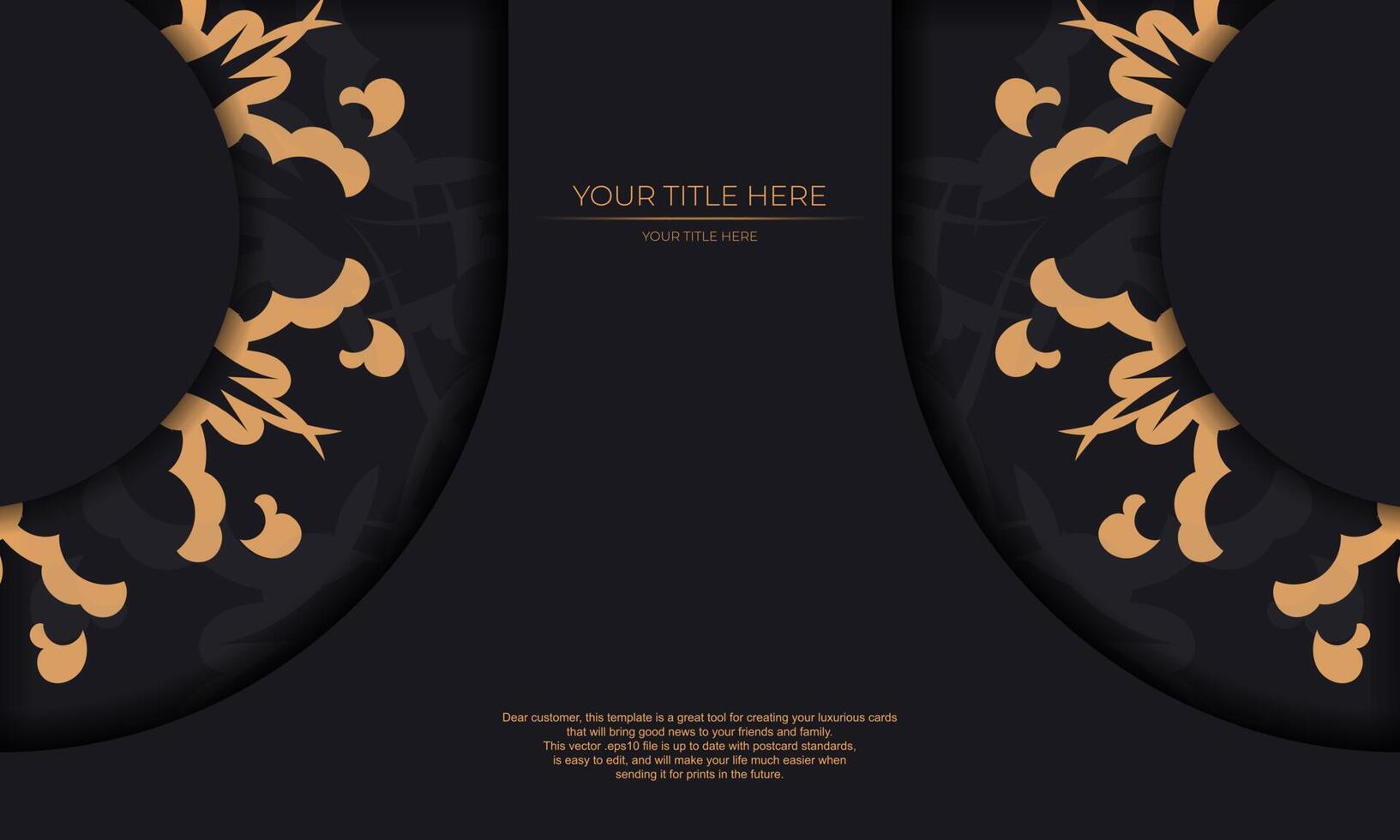 Black template banner with Indian ornaments and place under the text. Template for design printable invitation card with mandala patterns. vector