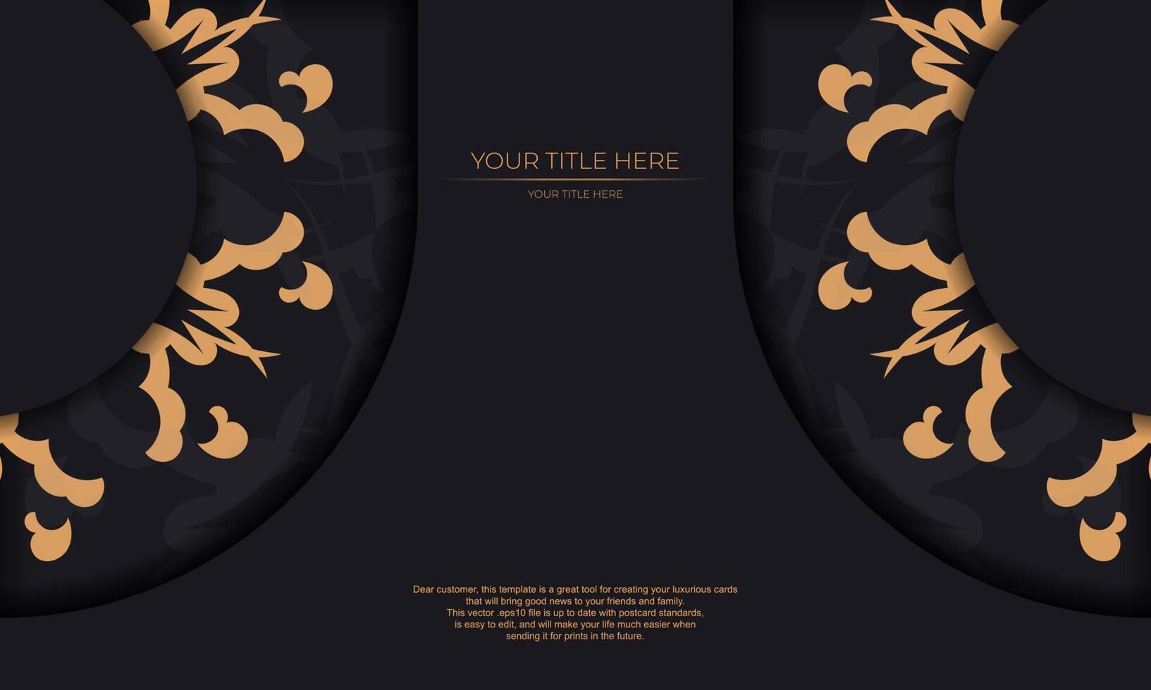 Black template banner with Indian ornaments and place under the text. Template for design printable invitation card with mandala patterns. vector