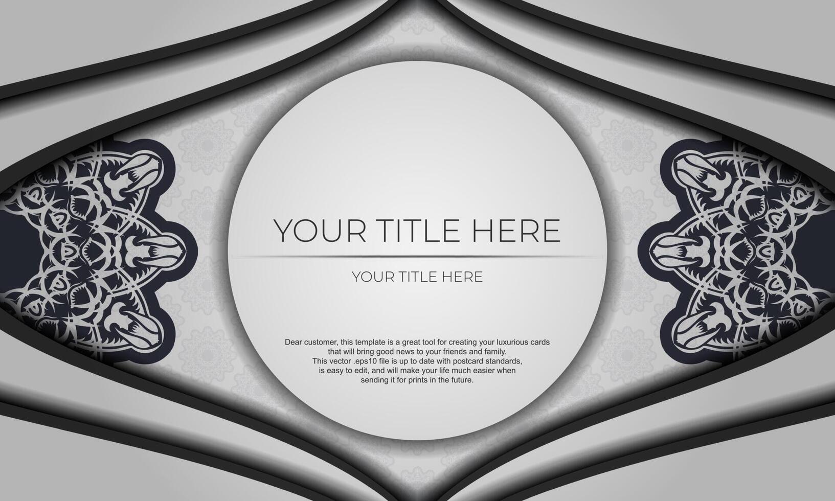 White luxury vector background with abstract ornaments and place for your design. Invitation card design with vintage ornament.