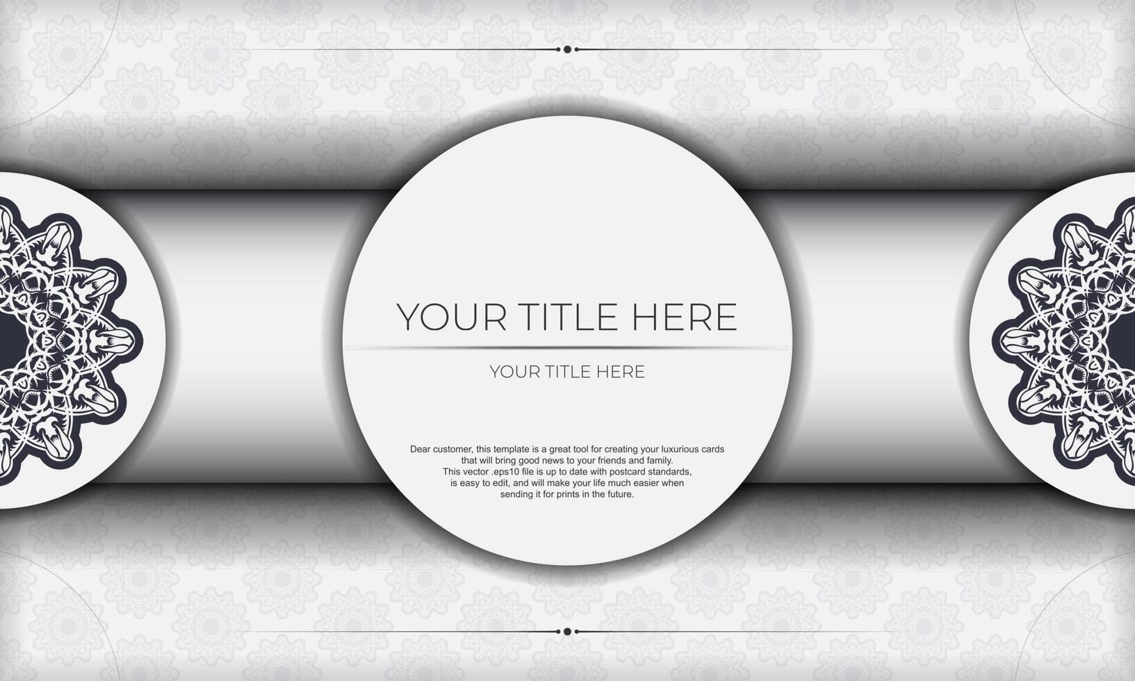 White luxury background with abstract vintage ornaments and place under the text. Print-ready invitation design with vintage ornament. vector