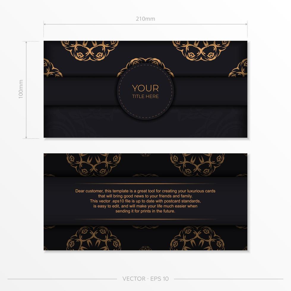 postales rectangulares en color oscuro con adorno abstracto. diseño vectorial de tarjeta de invitación con patrones antiguos. vector