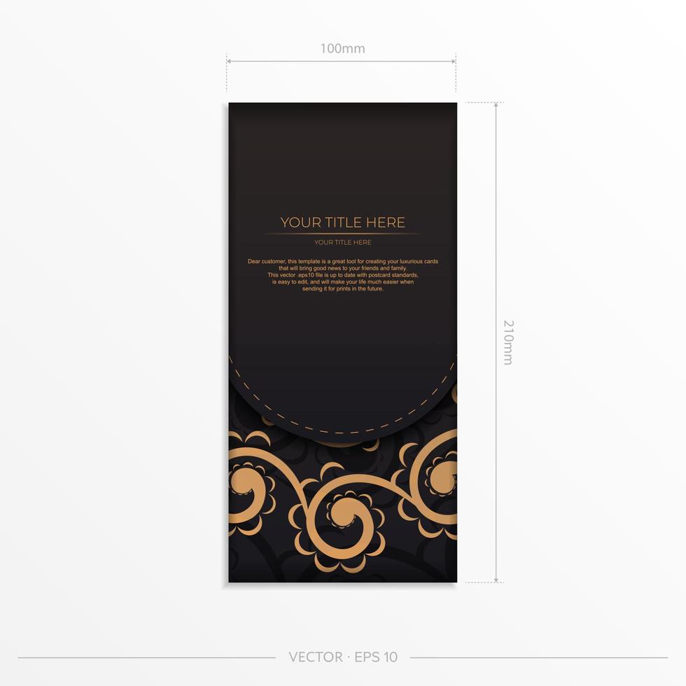 Black and gold gift card template with a gold pattern vector
