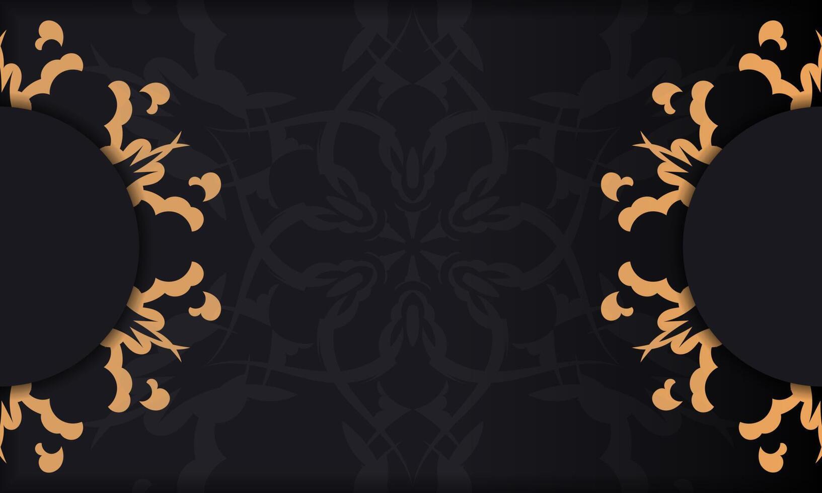 Black background with Indian vintage ornaments and place for your text. Invitation card design with mandala ornament. vector