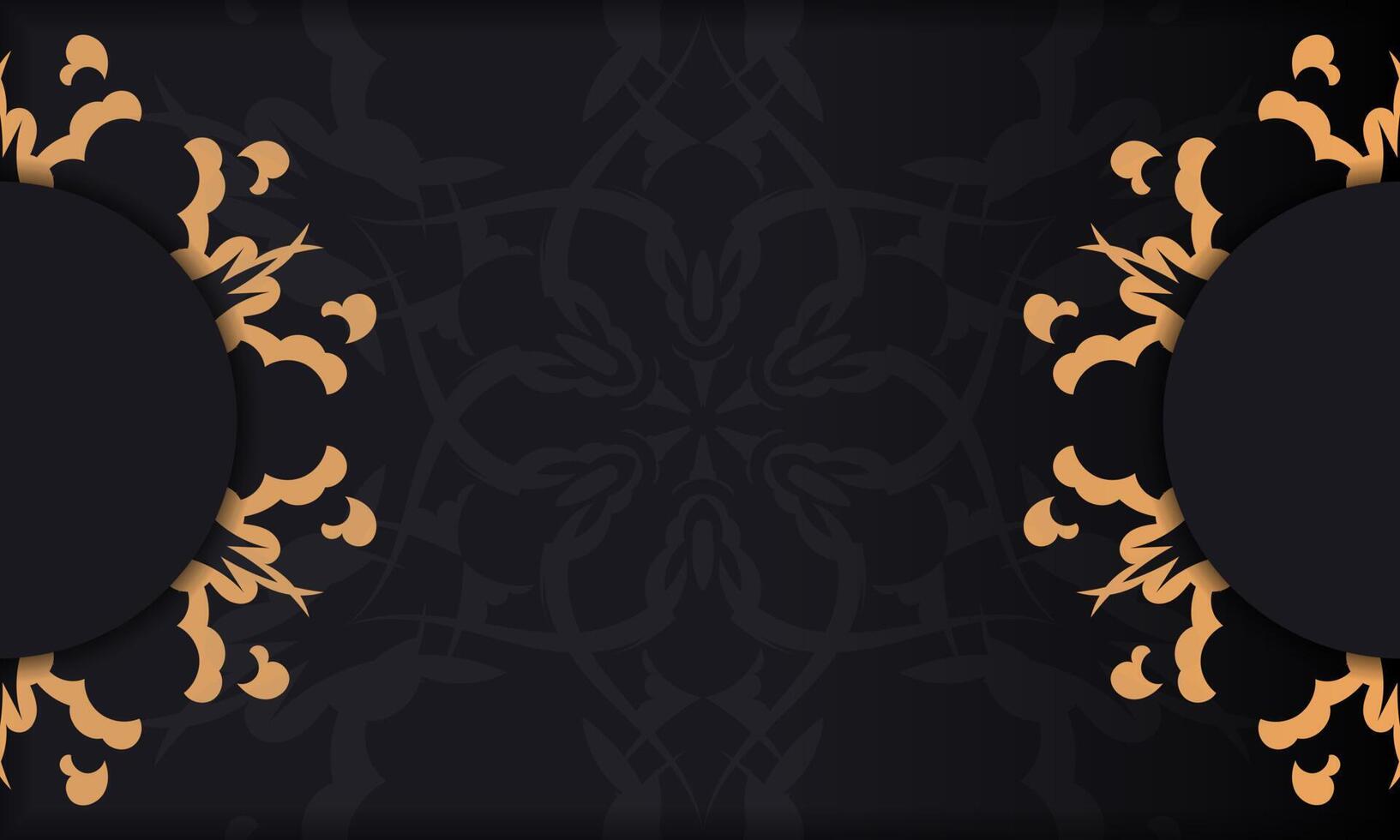 Black background with Indian vintage ornaments and place for your text. Invitation card design with mandala ornament. vector