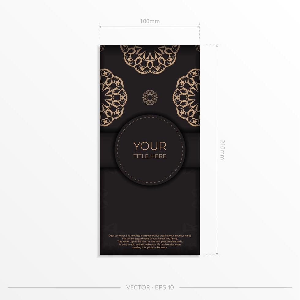 A black and gold card with an ornate pattern vector