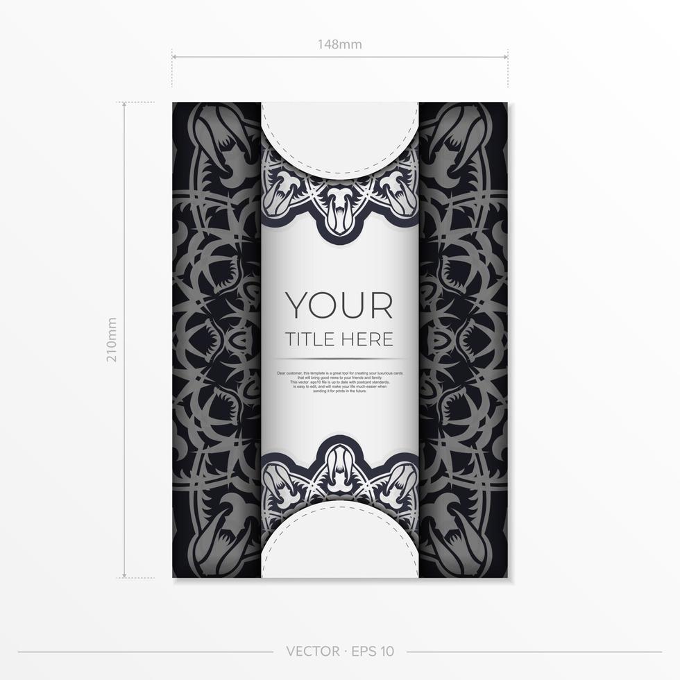 Vintage Vector Preparing postcards in white color with abstract patterns. Template for print design invitation card with vintage ornament.