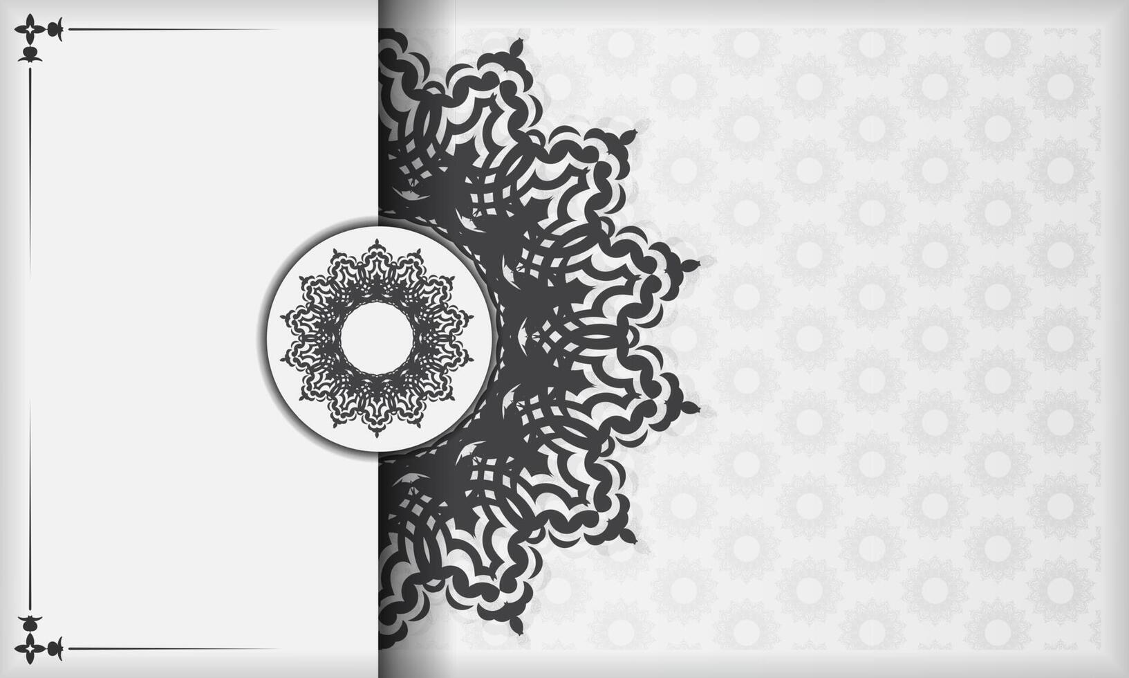 White banner with black ornaments and place under the text. Print-ready invitation design with mandala patterns. vector