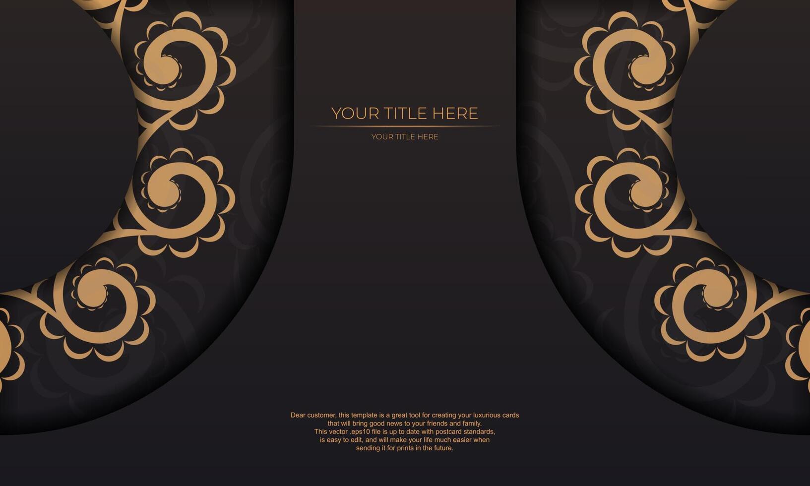 Black background gorgeous vector mandala patterns with vintage ornaments and place for your text. Invitation card design with mandala ornament.