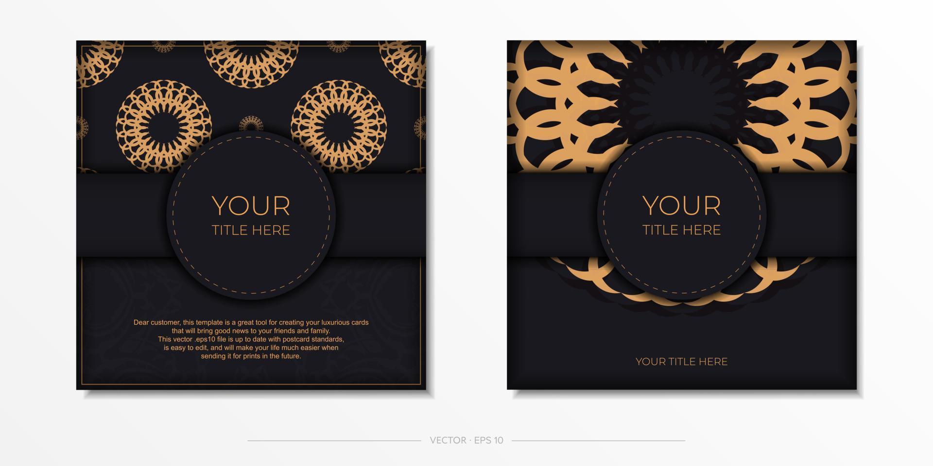 preparando una tarjeta de invitación con adornos antiguos. elegante plantilla vectorial para diseño de impresión postal en color negro con griego de lujo vector