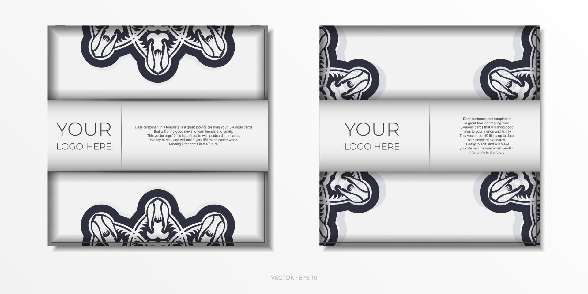 Vintage Vector Preparing postcards in white color with abstract patterns. Template for print design