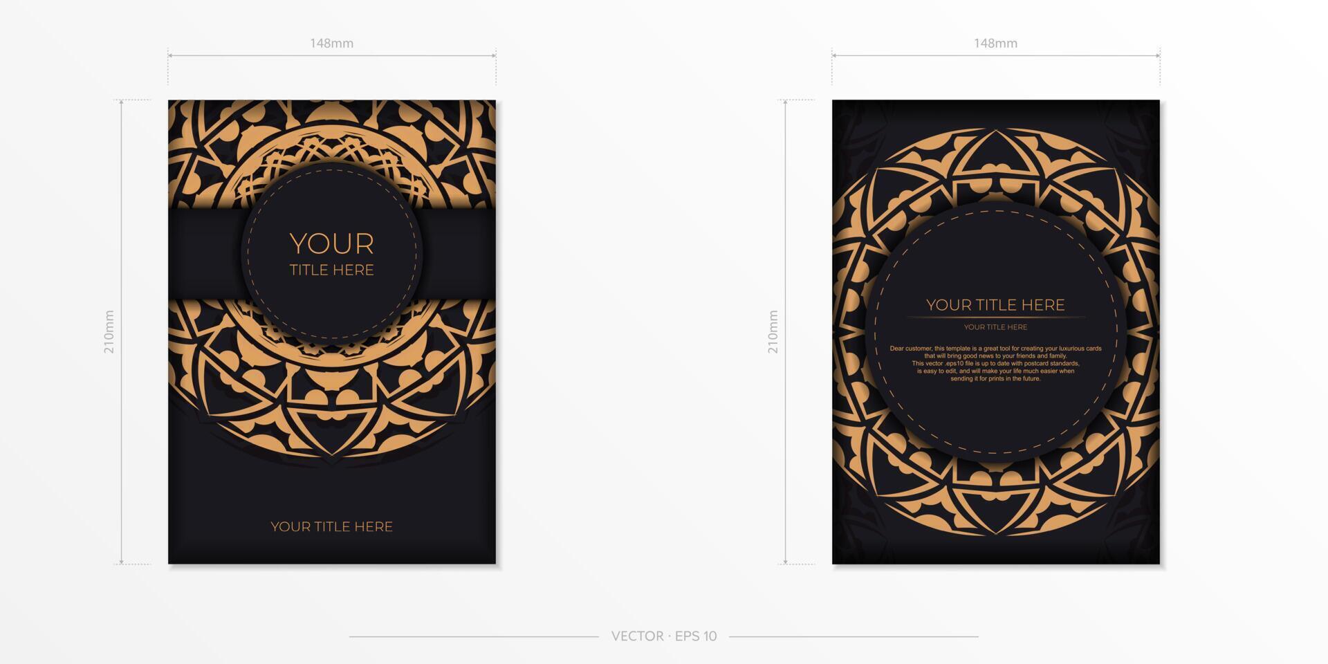 Two black and gold banners with ornate patterns vector