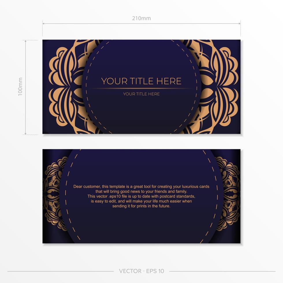 Invitation card template with vintage patterns. Stylish vector card design in purple color with luxurious greek