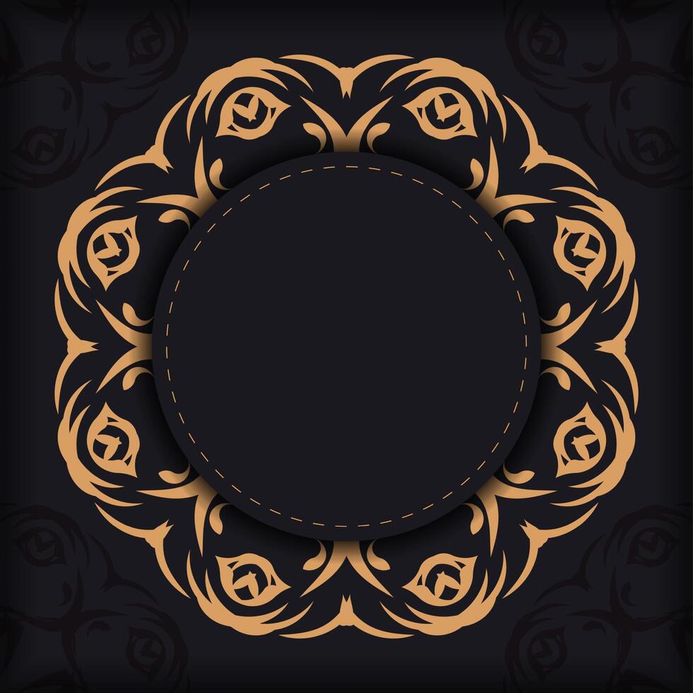 Dark square postcards with abstract patterns. Invitation card design with vintage ornament. vector
