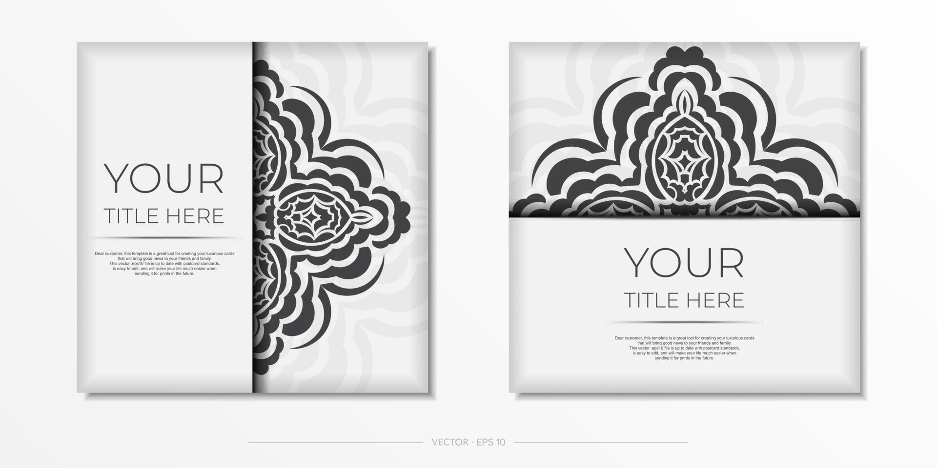 Two black and white business cards with an ornate design vector