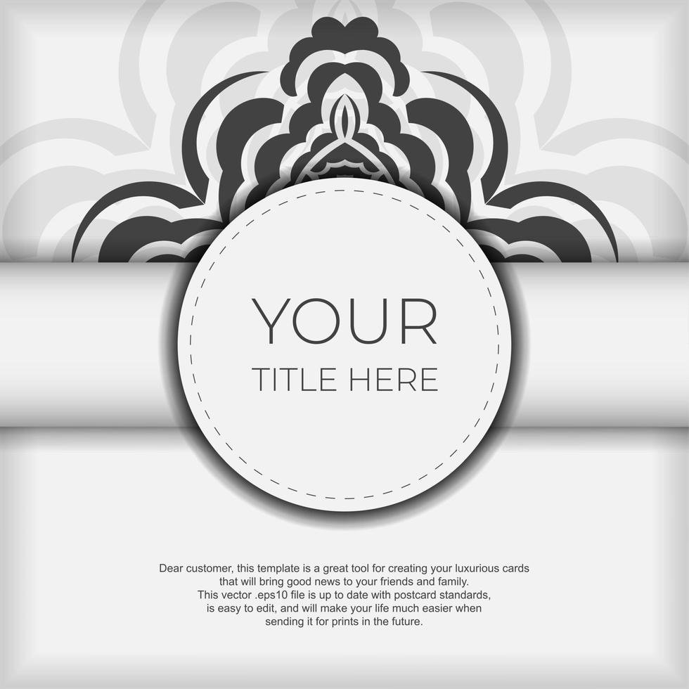 Luxurious postcards White colors with Indian patterns. Invitation card design with mandala ornament. vector