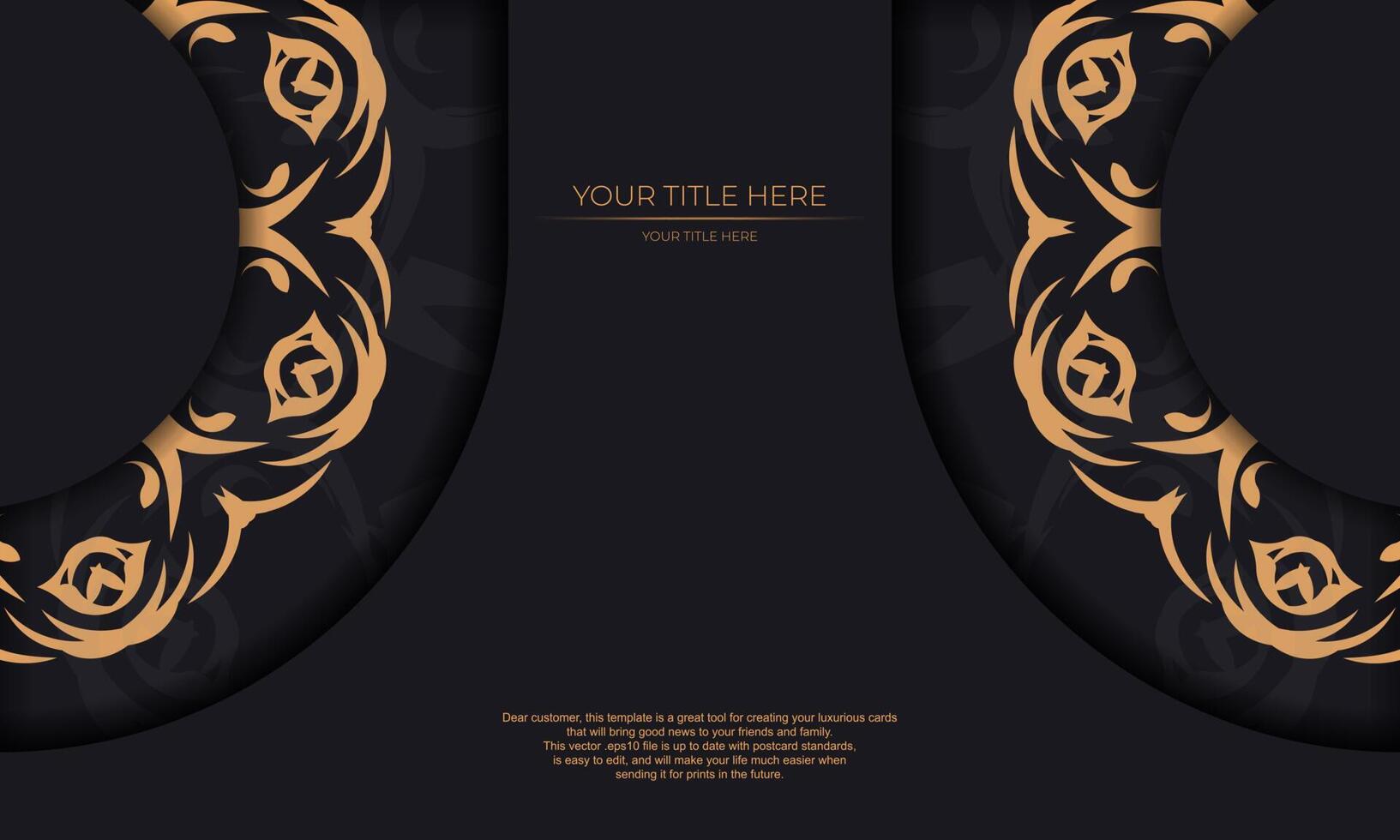 Black background with abstract vintage ornaments and place for your text. Invitation card design with vintage ornament. vector