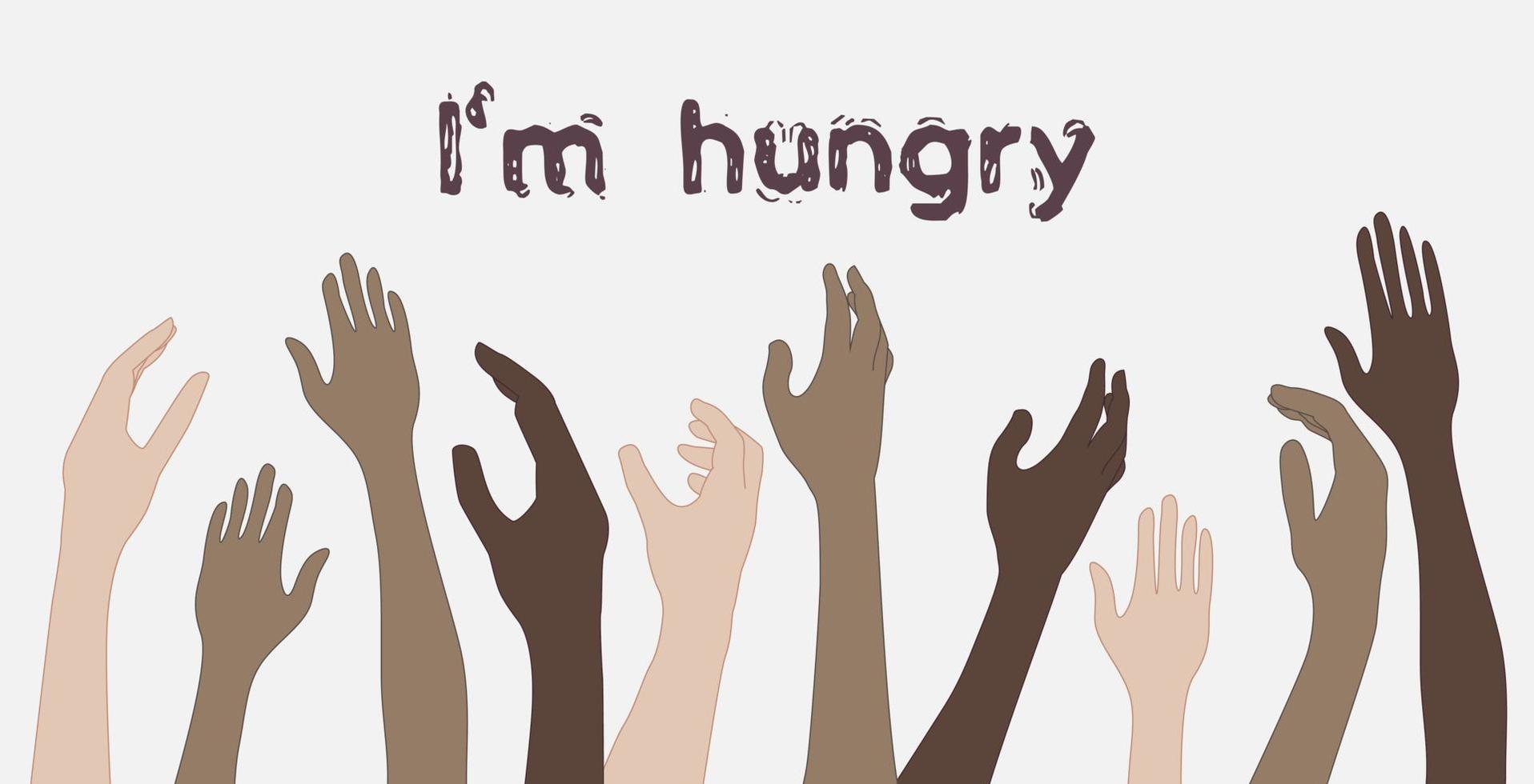 ilustración vectorial del concepto de hambre. el problema del hambre, el hambre y la desnutrición, la movilización de recursos, el hambre de la población, la escasez de alimentos, la mala nutrición. crisis alimentaria vector