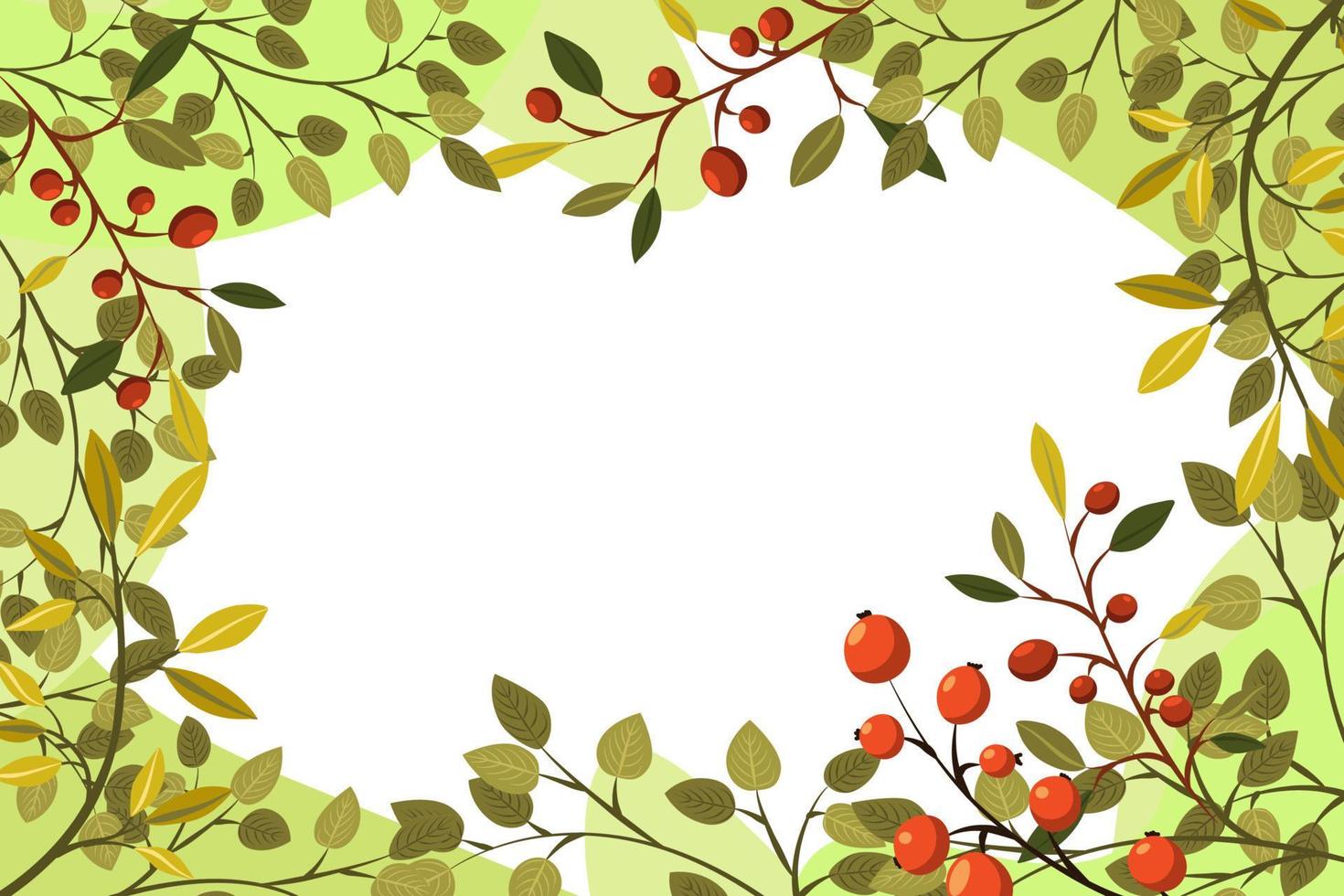 Seamless pattern background vector illustration of branches with leaves and berries for decoration