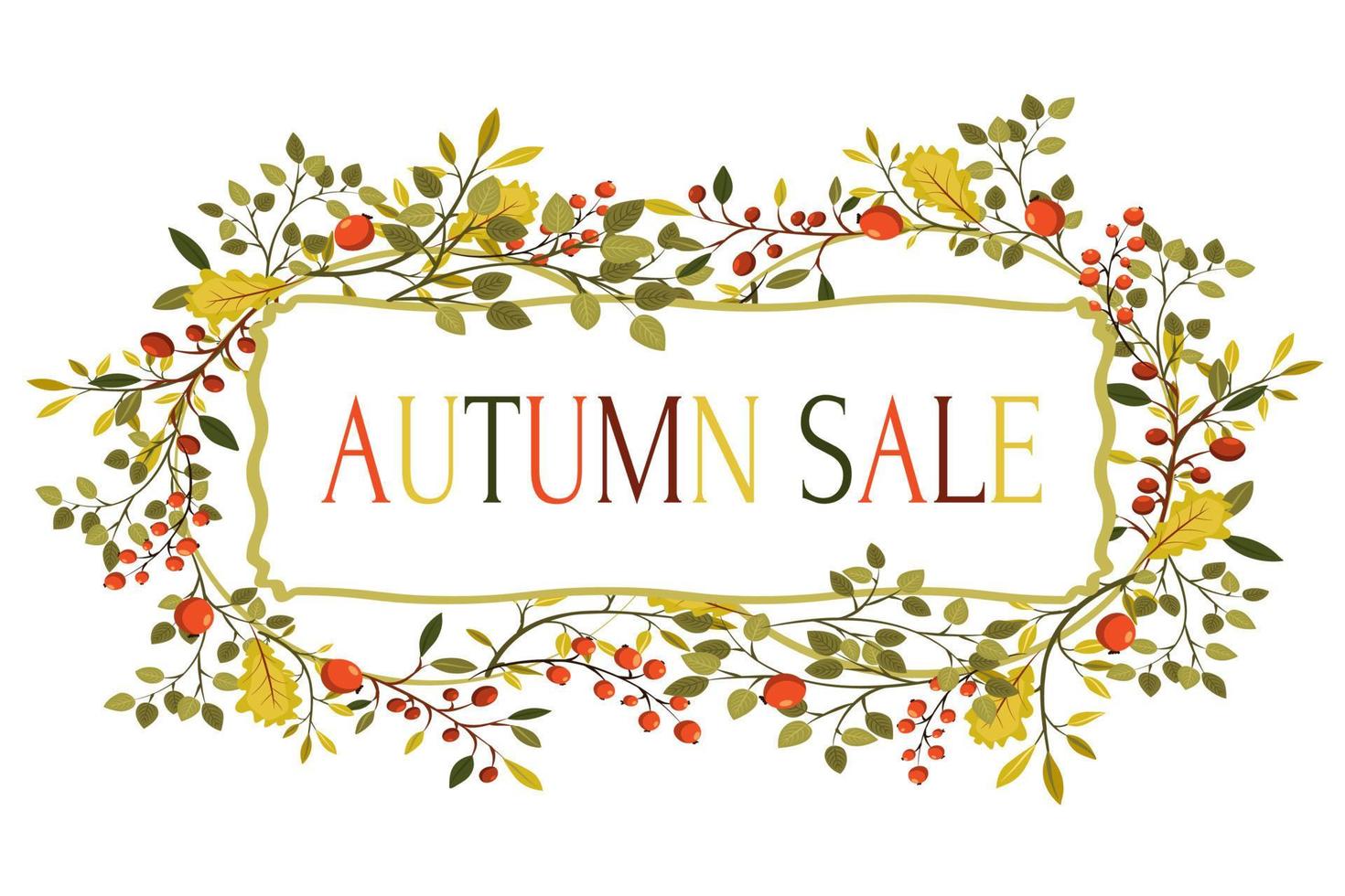 Autumn sale flyer template with lettering. Bright fall leaves. Poster, card, label, banner design. Bright geometrical background. Vector illustration EPS10