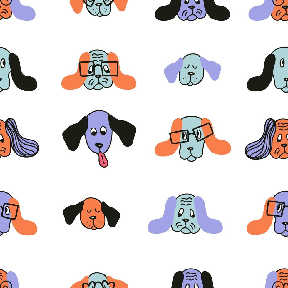 Hand drawn basset hound dog seamless pattern. vector