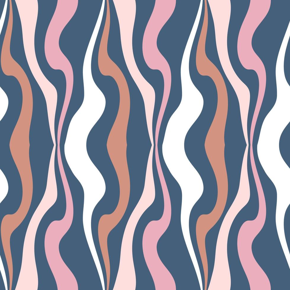 Wavy seamless pattern in seventies style. vector