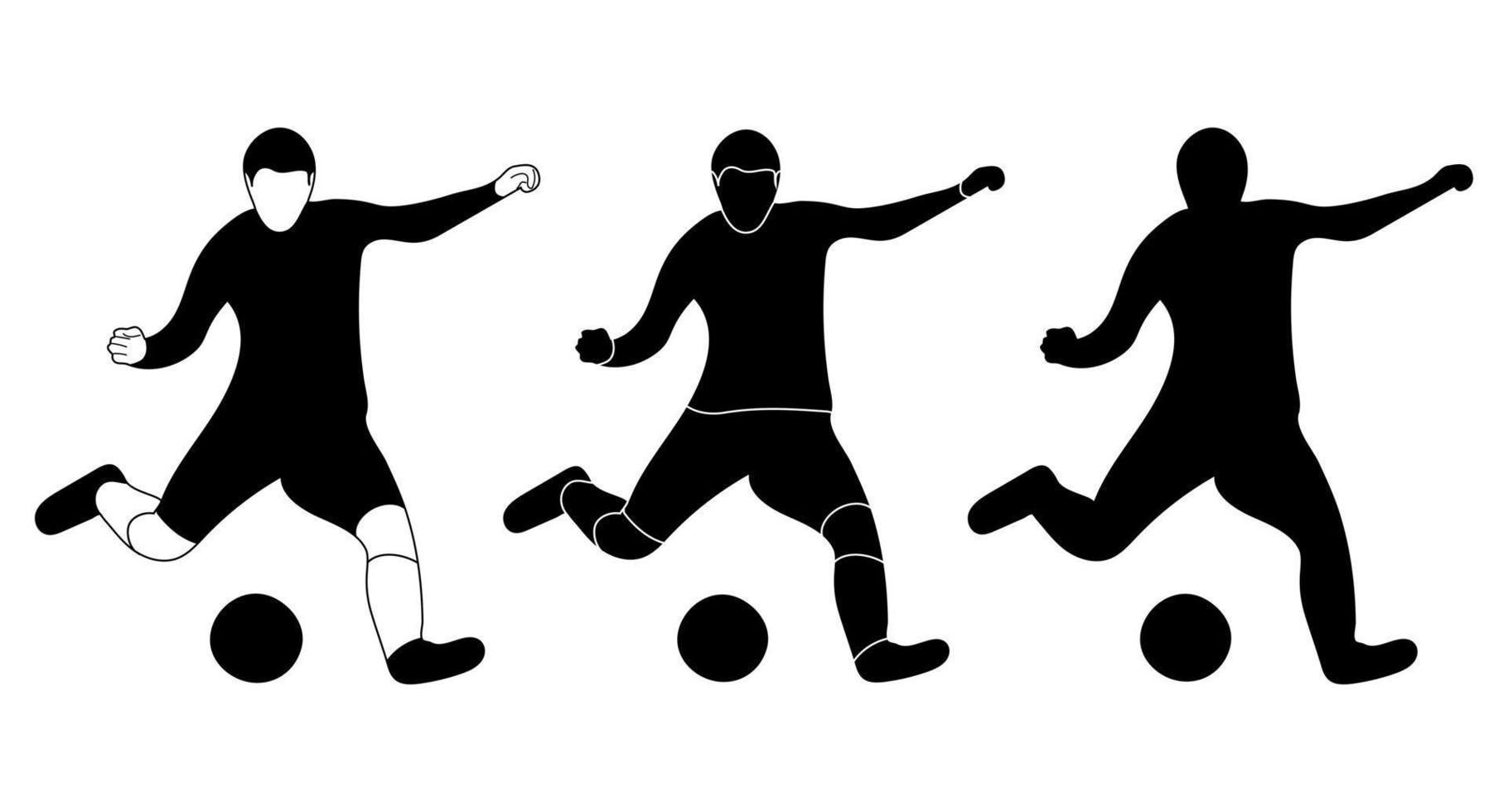 Set, silhouette outline, sportsman football, soccer players. Football, sport, isolated vector. vector