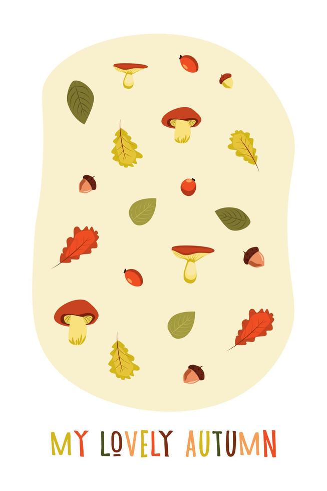 Hello Autumn Vector illustration with phrase in paper cut style decorated with beautiful bright leaves on light background. Design for greeting card, Sale or promotional poster, flyer, web banner