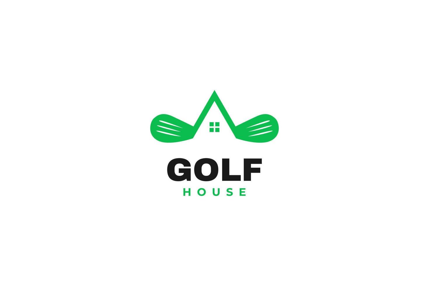 Flat golf stick house logo icon vector illustration idea