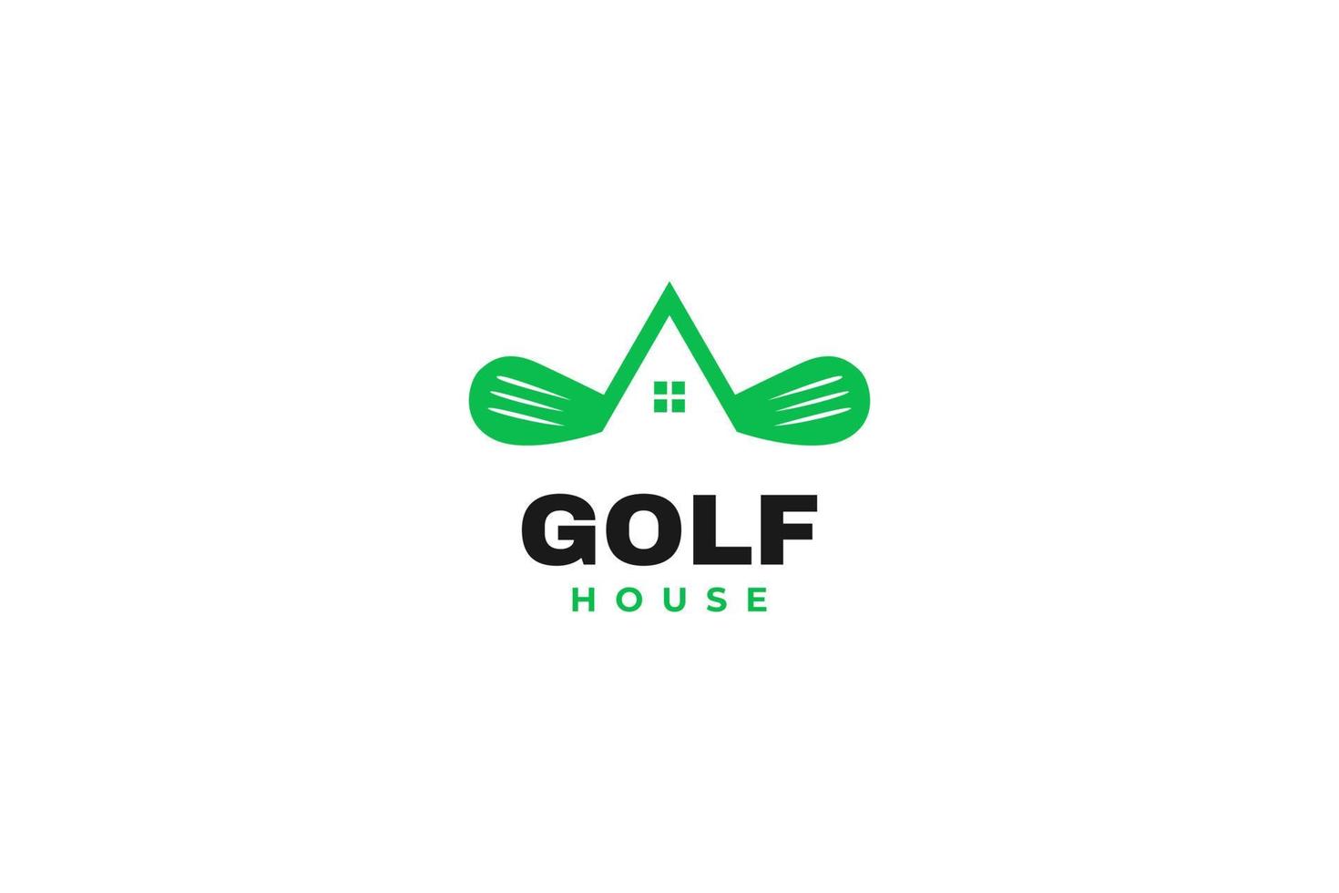 idea de ilustración de vector de icono de logotipo de casa de palo de golf plano