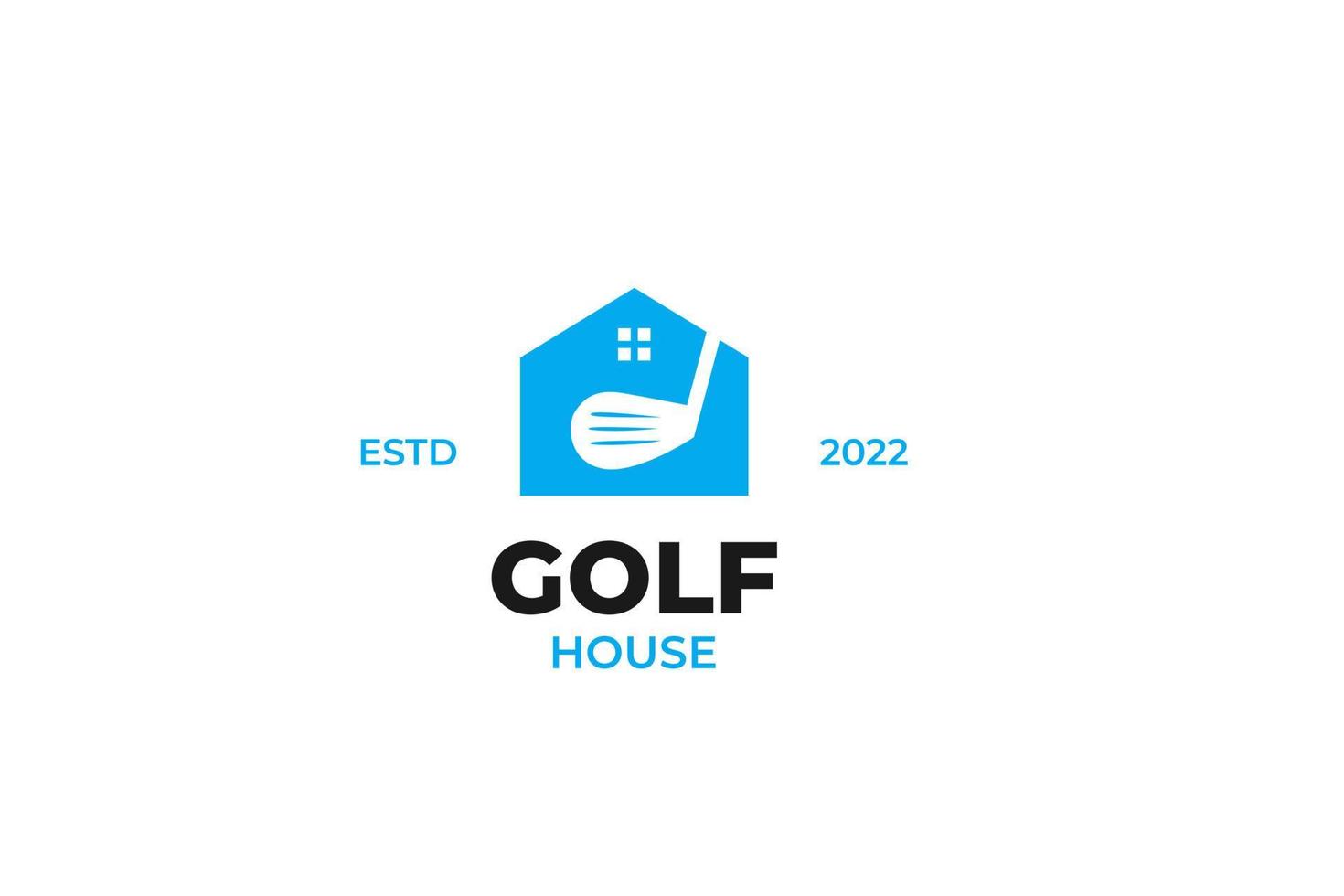 idea de ilustración de vector de icono de logotipo de casa de palo de golf plano