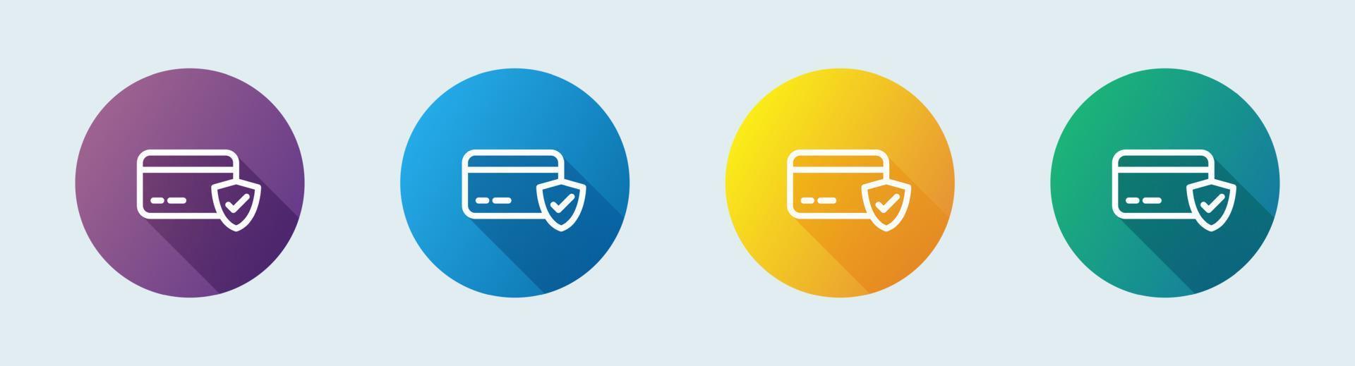 Payment done line icon in flat design style. Credit card signs vector illustration.