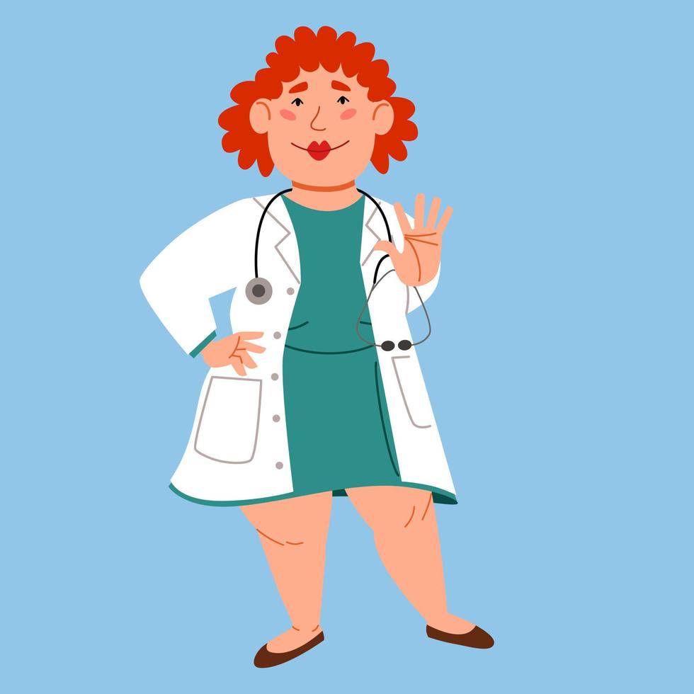 The character of a full-length European female doctor. vector