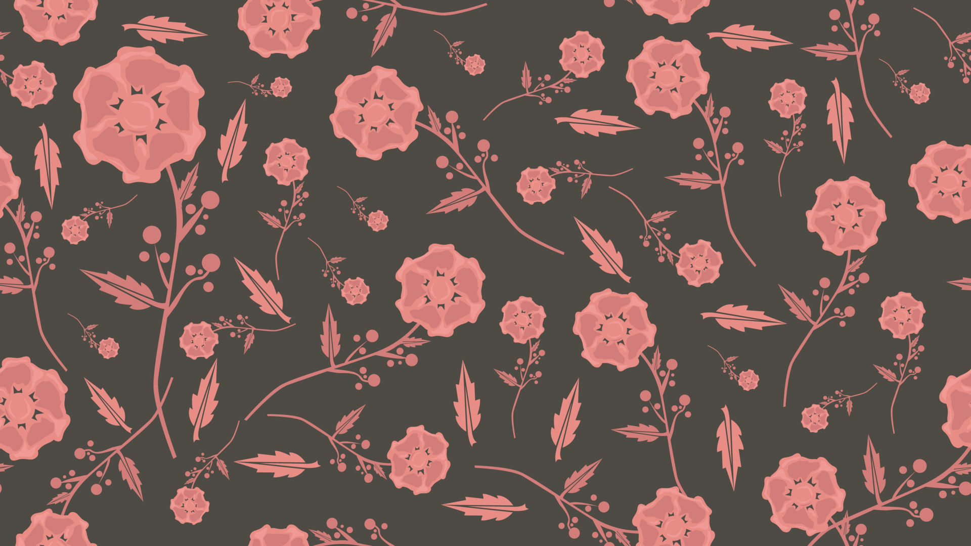 seamless floral pattern. vector of pink flower on dark background