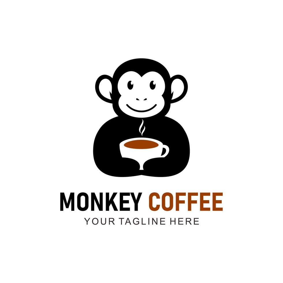 monkey coffee logo vector