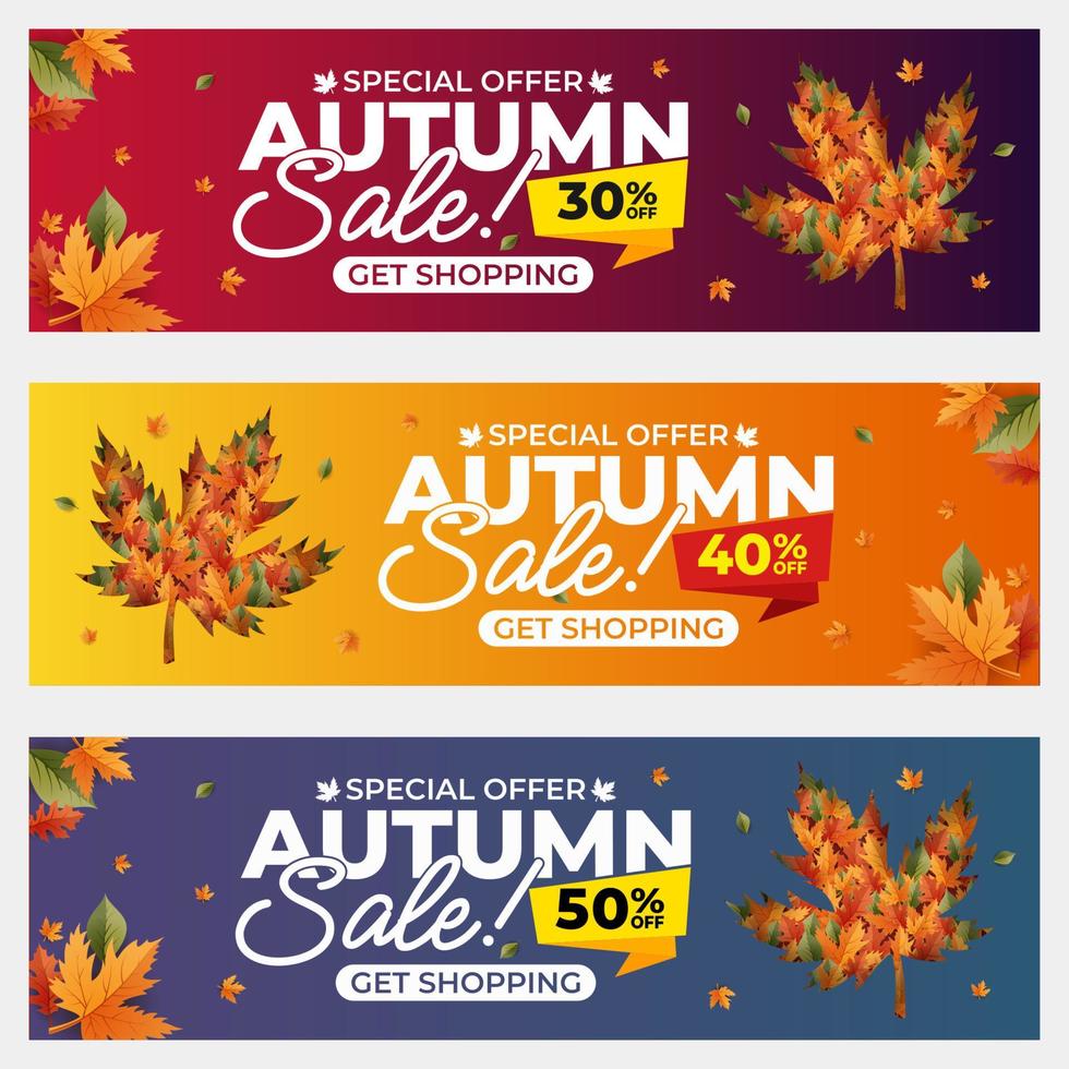 fondo de venta de otoño conjunto de fondos abstractos banner de venta de otoño carteles plantillas de diseño de portada historias de papel tapiz de redes sociales vector