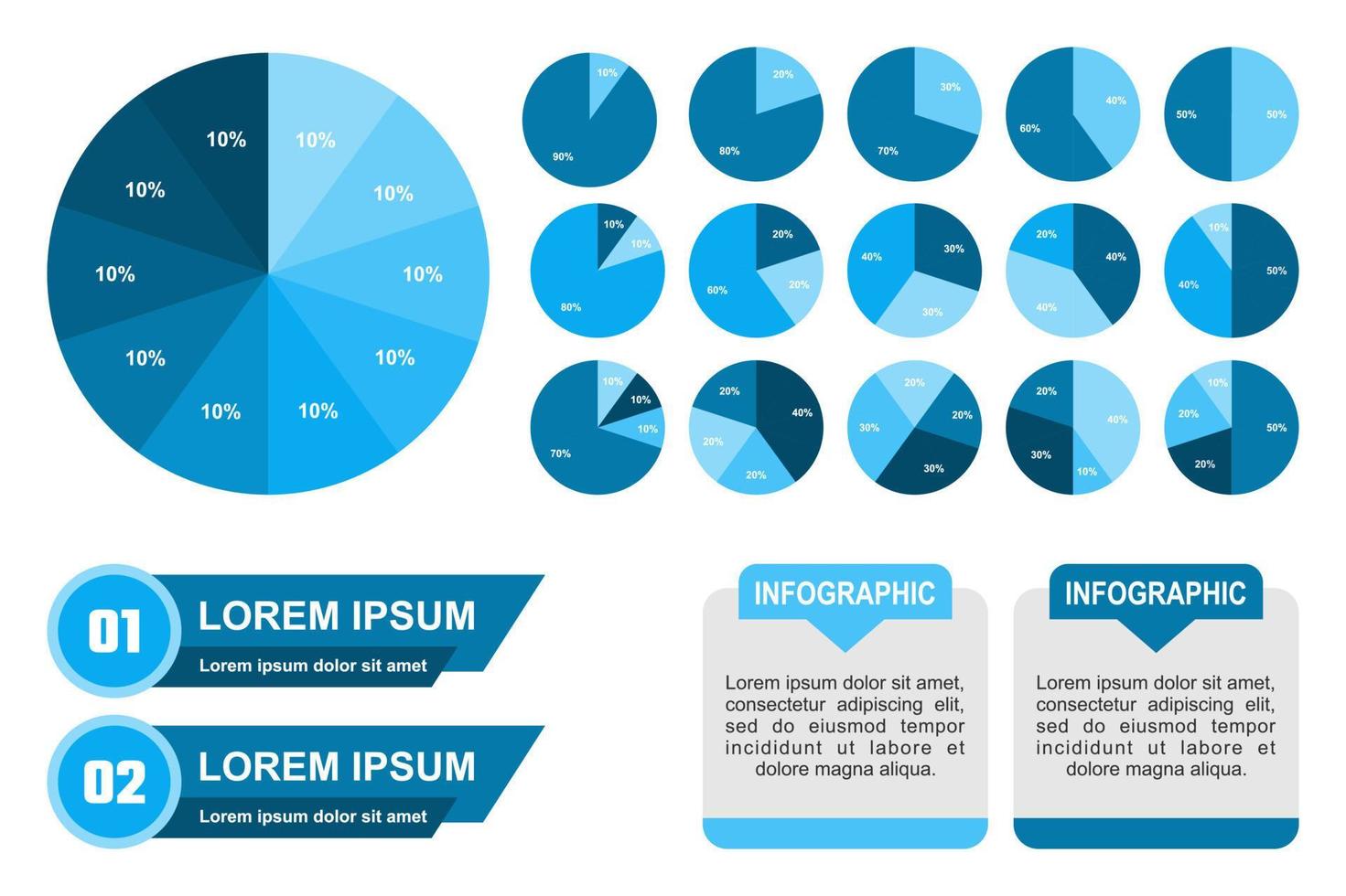 Set of elements chart for infographics graphs diagrams chart business precentation indicator blue color vector