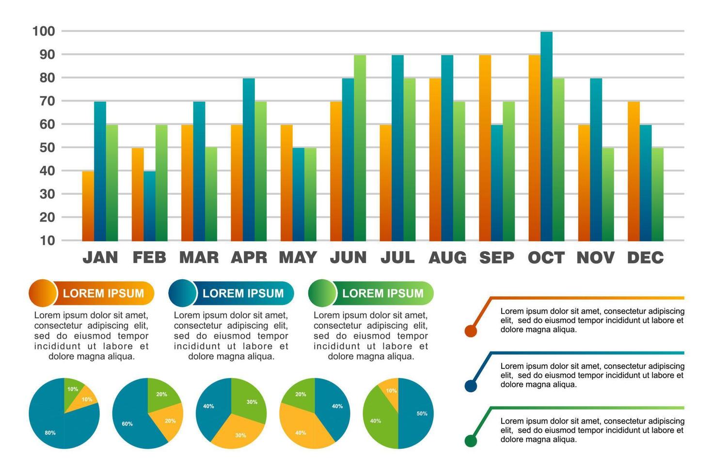 Set of elements chart for infographics diagrams chart business precentation indicator vector