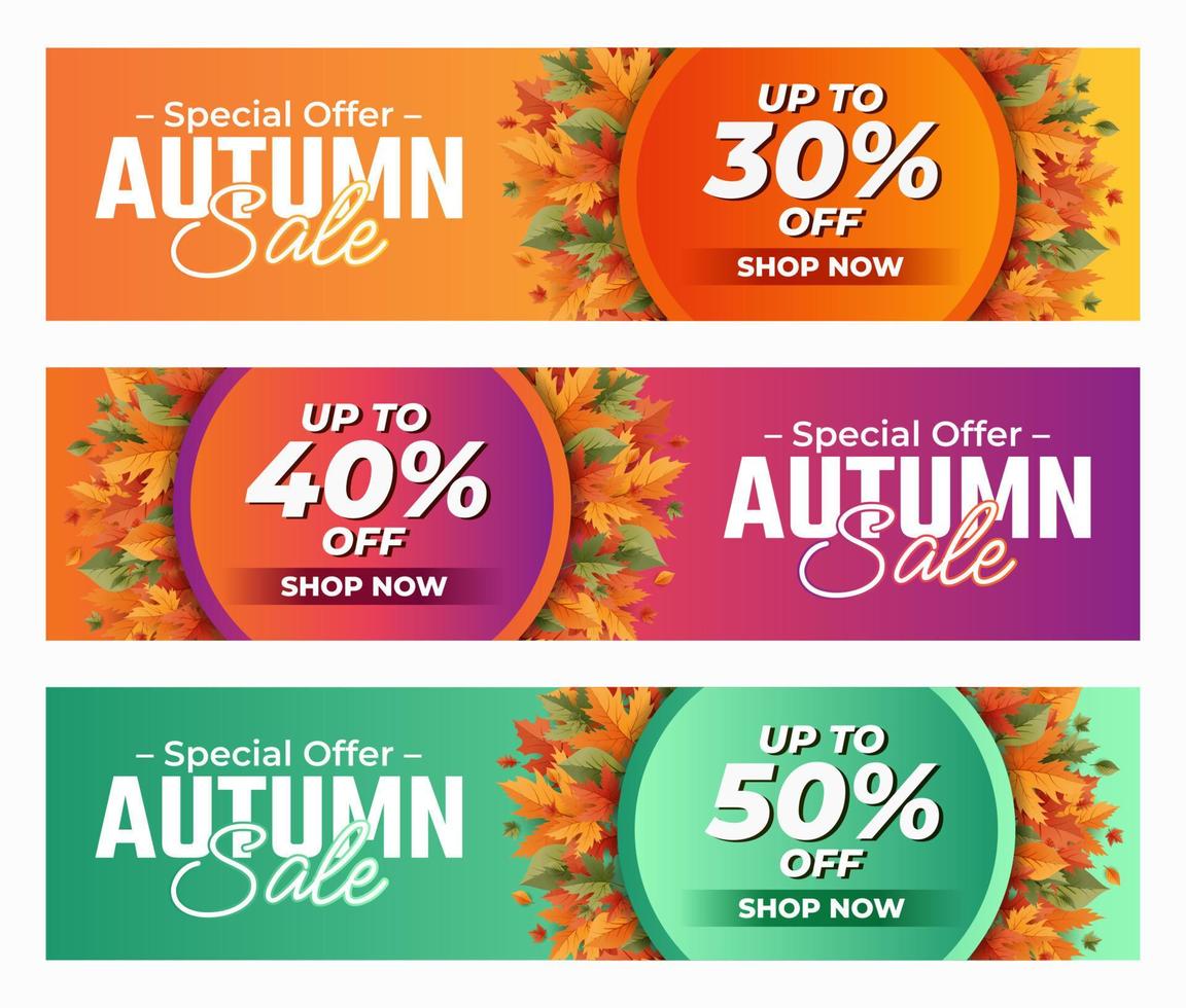 fondo de venta de otoño conjunto de fondos abstractos banner de venta de otoño carteles plantillas de diseño de portada historias de papel tapiz de redes sociales vector