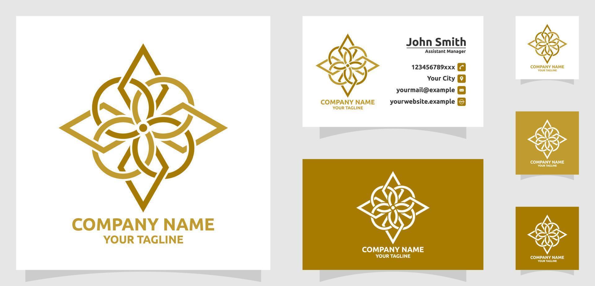 Logo monogram golden square elegant property company vector