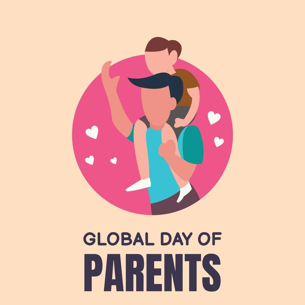 illustration vector graphic of a father holding his son in the circle, perfect for global day of parents, celebrate, greeting card, etc.