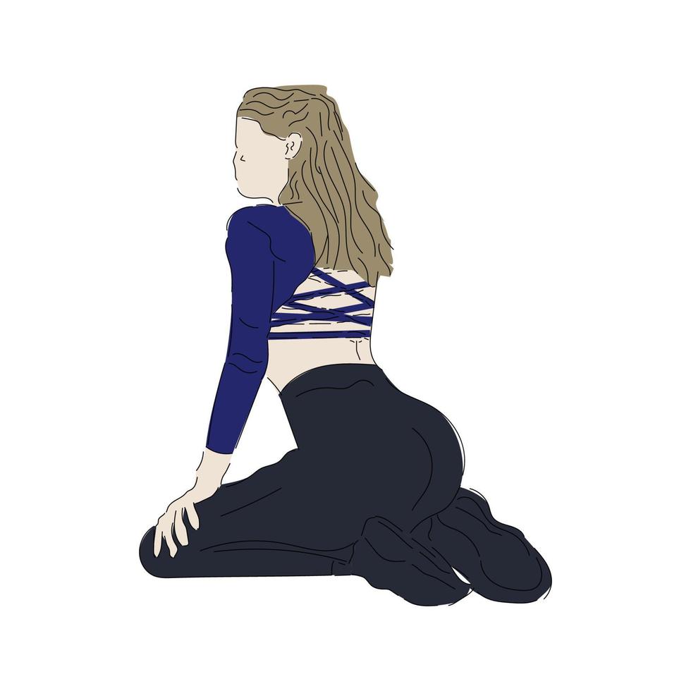 Flat illustration of woman doing sports sitting vector