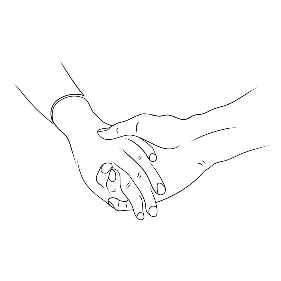 sostenga el estilo de dibujo de arte de línea de dos manos, el boceto de mano lineal negro aislado en fondo blanco, la ilustración de vector de arte de línea de mano.