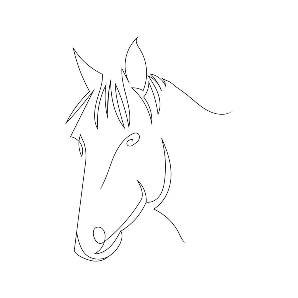 Horse head line art drawing style, The horse sketch black linear isolated on white background, And the  best horse head line art vector illustration.