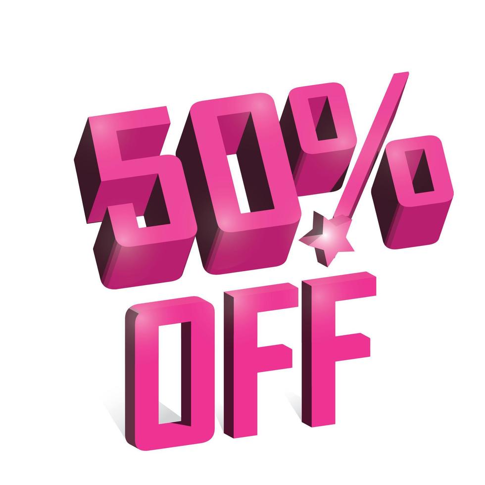 3D shape fifty percent off vector design . sale design for your business.